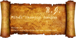 Mihálkovics Janina névjegykártya